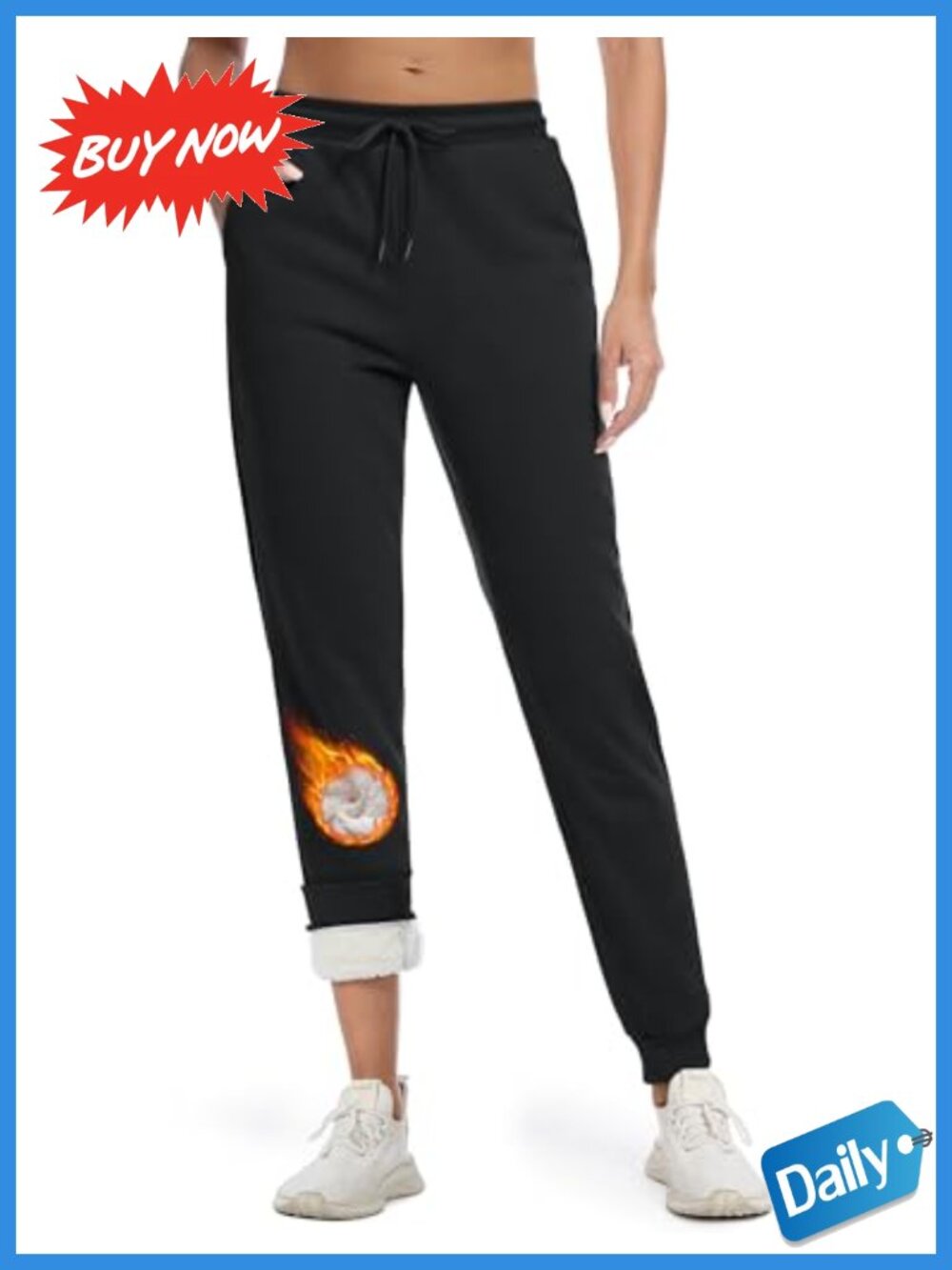 Sherpa Lined Sweatpants Fleece Winter Thermal Joggers w Pockets